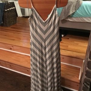Gray and white maxi dress